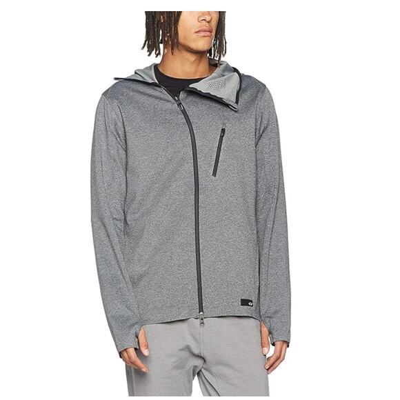 Oakley Aysmmetric Soft Shell Hooded full zip Jacket.Grey Men Size SM